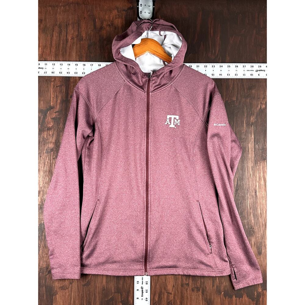 Texas A&M Aggies Columbia Fleece Full Zip Hoodie Jacket Maroon Womens Large NCAA